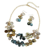 Beryohz 2 Layer Statement Choker Shell Necklace and Earring Set for Women Gift